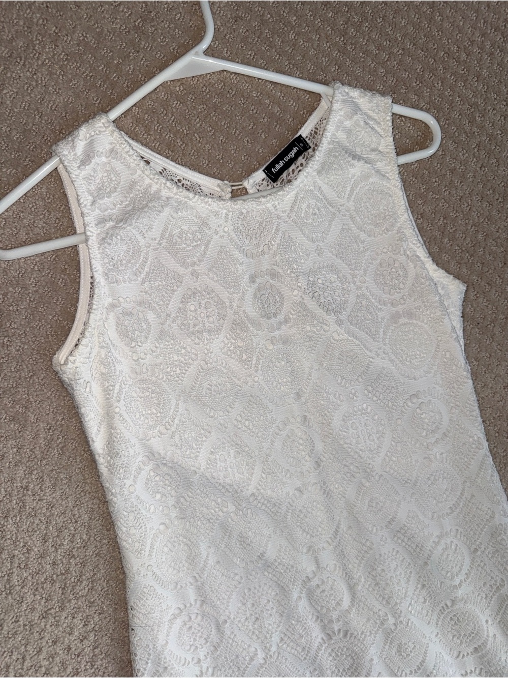 White Lace Fringe Shift Dress Small - Picture 2 of 9